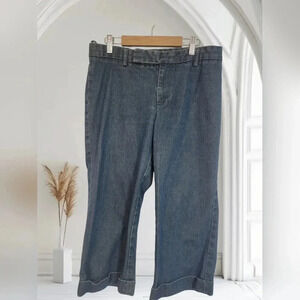 Gap Jeans Wide Leg Capri Pants Size 8 Cuffed At Bottom Women's